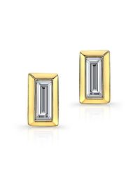 Anne Sisteron - 14kt Yellow Gold Diamond Single Baguette Bar Earrings - Lyst