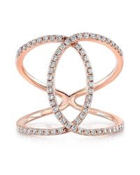 Anne Sisteron - Pink 14kt Rose Gold Diamond Cigar Band Ring - Lyst