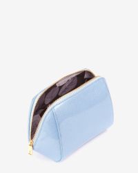 Ted Baker Blue Small Patent Crosshatch Wash Bag