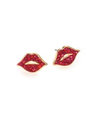 kate spade new york | Metallic Things We Love Pavé Crystal & Enamel Lip Stud Earrings | Lyst