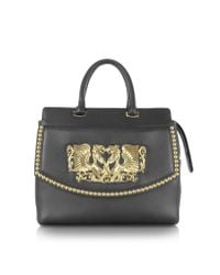 Roberto Cavalli - Aphrodite Jewel Goldtone With Studs And Black Leather Tote - Lyst