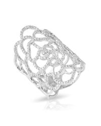 Anne Sisteron - Metallic 14kt White Gold Diamond Camellia Ring - Lyst