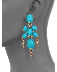 Oscar de la Renta | Blue Oval Cabochon Drop Earrings | Lyst