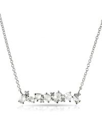 Anne Sisteron - Metallic 14kt White Gold Diamond Lace Bar Necklace - Lyst