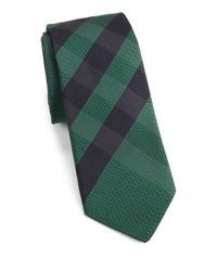 Burberry Check Textured Silk in Green-Navy (Green) Men Lyst