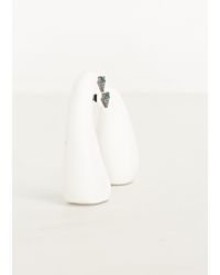Nikos Koulis | Pink Rhodium Gold Triangular Pave Earrings | Lyst