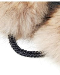 Yves Salomon Natural Fur Collar With Chain