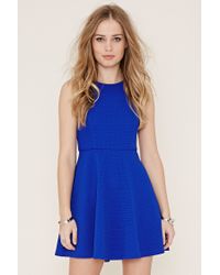 Forever 21 Synthetic Textured Fit And Flare Dress in Blue - Lyst