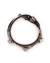 Alexander McQueen | Black Skull Chain Double Wrap Python Leather Bracelet | Lyst