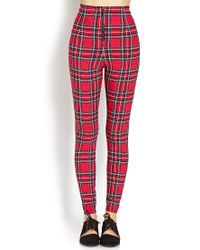 Forever 21 Highwaisted Plaid Pants in Red/Black (Red) - Lyst
