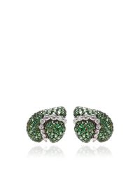 Gioia | Green Tsavorite and Diamond Melted Heart Earclips | Lyst