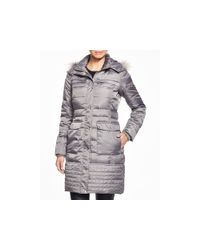 Sam Edelman | Gray Faux Fur Trim Puffer Coat | Lyst
