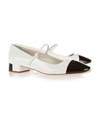 Miu Miu Two-Tone Patent-Leather Mary Jane Flats in White | Lyst