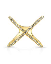 Anne Sisteron - 14kt Yellow Gold Diamond X Ring - Lyst
