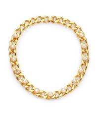 Tory Burch | White Winchel Faux Pearl & Chain Collar Necklace | Lyst