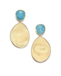 Marco Bicego | Blue Lunaria Aquamarine & 18k Yellow Gold Drop Earrings | Lyst