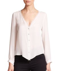 Elizabeth and James | White Damaris Eyelash Fringe Silk Blouse | Lyst