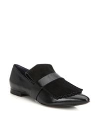 Proenza Schouler | Black Leather & Suede Fringe Loafers | Lyst