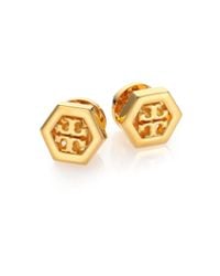 Tory Burch | Metallic Logo Hexagon Stud Earrings/goldtone | Lyst