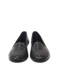 Bottega Veneta | Black Intrecciato Woven Leather Slippers | Lyst