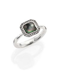 Ippolita | Metallic Stella Black Shell, Clear Quartz, Diamond & Sterling Silver Square Ring for Men | Lyst