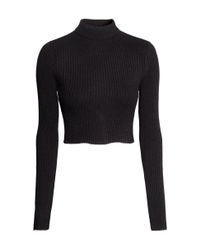 black cropped polo neck jumper