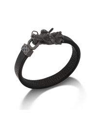 John Hardy | Black Finish Dragon Head Bracelet With Black Leather Strap for Men | Lyst