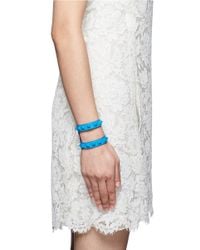 Valentino | Blue Rockstud Cutout Leather Bracelet | Lyst