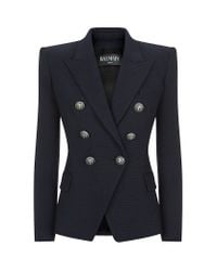 Balmain | Blue Double-Breasted Cotton-Piqué Jacket | Lyst