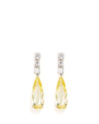 CZ by Kenneth Jay Lane | Yellow Pear Cut Cubic Zirconia Drop Earrings | Lyst