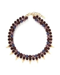 Joomi Lim | Purple Spike Crystal Faux Pearl Double Strand Necklace | Lyst