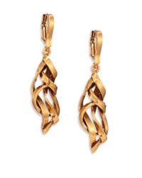 Oscar de la Renta | Metallic Ribbon Drop Earrings | Lyst