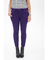 plus size purple skinny jeans