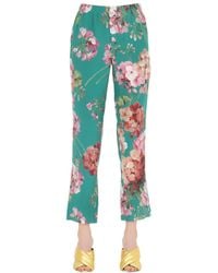 Gucci | Green Blooms Printed Silk Georgette Pants | Lyst