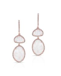 Anne Sisteron | Pink 14kt Rose Gold Moonstone Diamond Splendor Earrings | Lyst