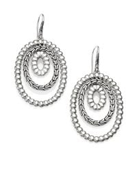 John Hardy | Metallic Bedeg Sterling Silver Textured Oval Orbital Drop Earrings | Lyst