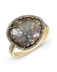 Anne Sisteron - Gray 14kt Yellow Gold Diamond Slice Ring - Lyst