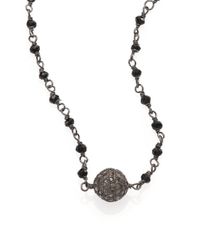 Iam By Ileana Makri | Metallic Grey Diamond, Black Spinel & Oxidized Sterling Silver Little Ball Beaded Necklace | Lyst