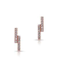 Anne Sisteron - Pink 14kt Rose Gold Diamond Double Mini Bar Stud Earrings - Lyst