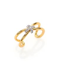 Giles & Brother | Metallic Pave Crystal X Knot Ring | Lyst