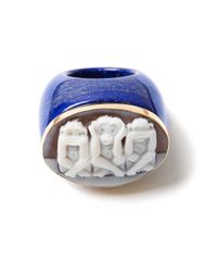 Amedeo | Blue Three Monkey Lapis Ring | Lyst