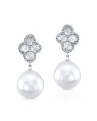 Anne Sisteron | Metallic 14kt White Gold Diamond Slice Grey Pearl Earrings | Lyst