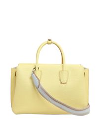 MCM Medium Milla Leather Top Handle Bag in Light Yellow (Yellow) - Lyst