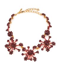 Oscar de la Renta | Brown Crystal Flower Collar Necklace | Lyst