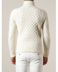 white cable knit turtleneck sweater mens