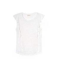 Rebecca Taylor White Linen Ruffle Top