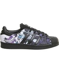 womens adidas black & purple superstar floral trainers
