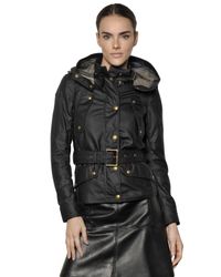 Belstaff | Black Trackmaster Hooded Waxed Cotton Jacket | Lyst