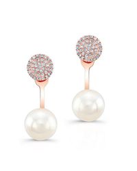 Anne Sisteron - Pink 14kt Rose Gold Diamond Pearl Erica Floating Earrings - Lyst