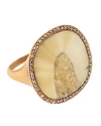 Monique Péan - White Fossilized Walrus Ring with Diamond Pave Pearls - Lyst